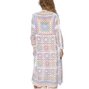 POL Granny Square Duster Cardigan in Colorful Pastel Colors